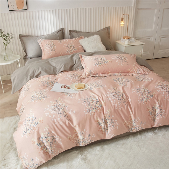 91家纺网 家纺一手货源 找家纺 沐白家居 2023全棉13376全棉印花四件套 白芷-粉