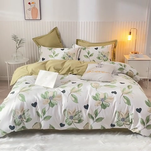 91家纺网 家纺一手货源 找家纺 沐白家居 2023全棉13376全棉印花四件套 浮生若梦