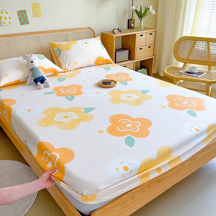 91家纺网 家纺一手货源 找家纺 芃成家纺 2023新款全棉老粗布床笠 玛奇朵 桔