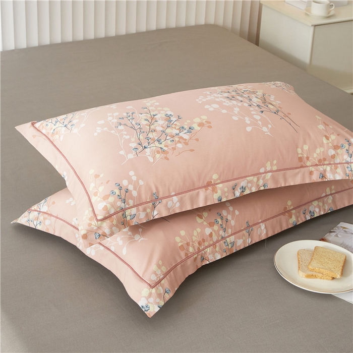 91家纺网 家纺一手货源 找家纺 沐白家居 2023全棉13376全棉印花四件套 白芷-粉