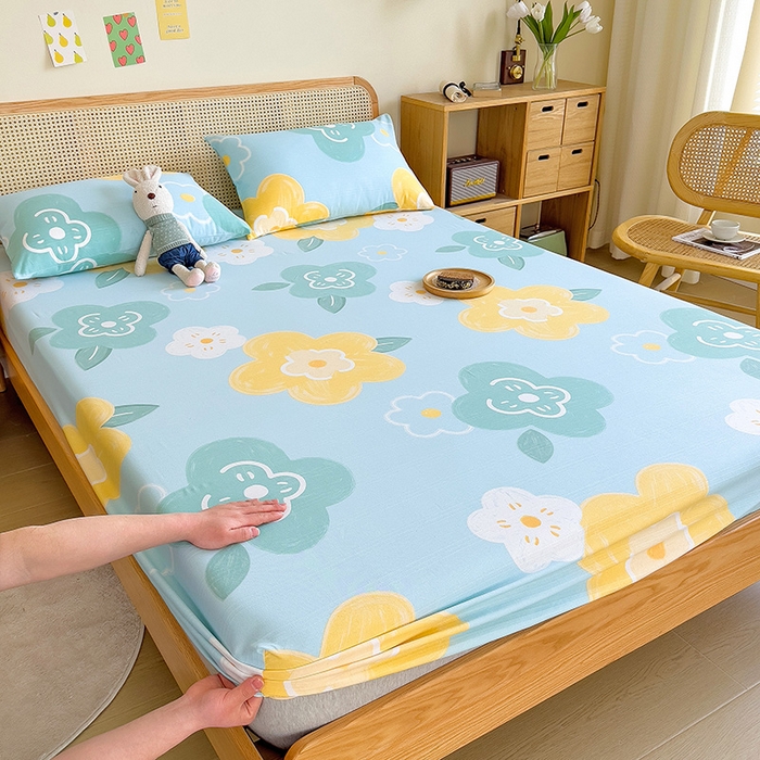 91家纺网 家纺一手货源 找家纺 芃成家纺 2023新款全棉老粗布床笠 玛奇朵 蓝