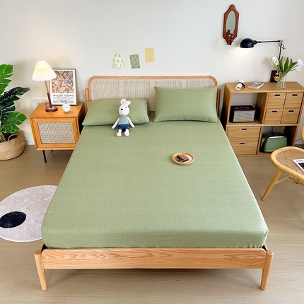 芃成家纺 2023新款全棉老粗布床笠 牛油果绿