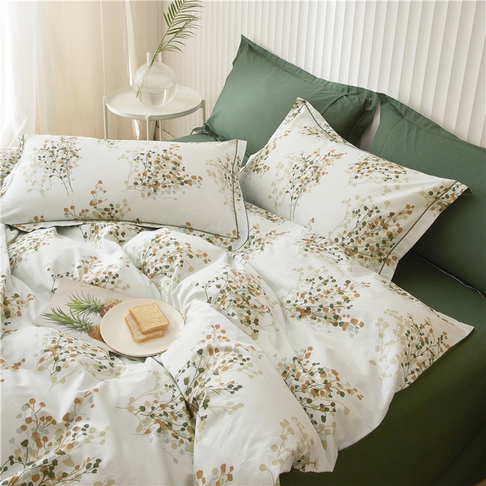 91家纺网 家纺一手货源 找家纺 沐白家居 2023全棉13376全棉印花四件套 白芷-米