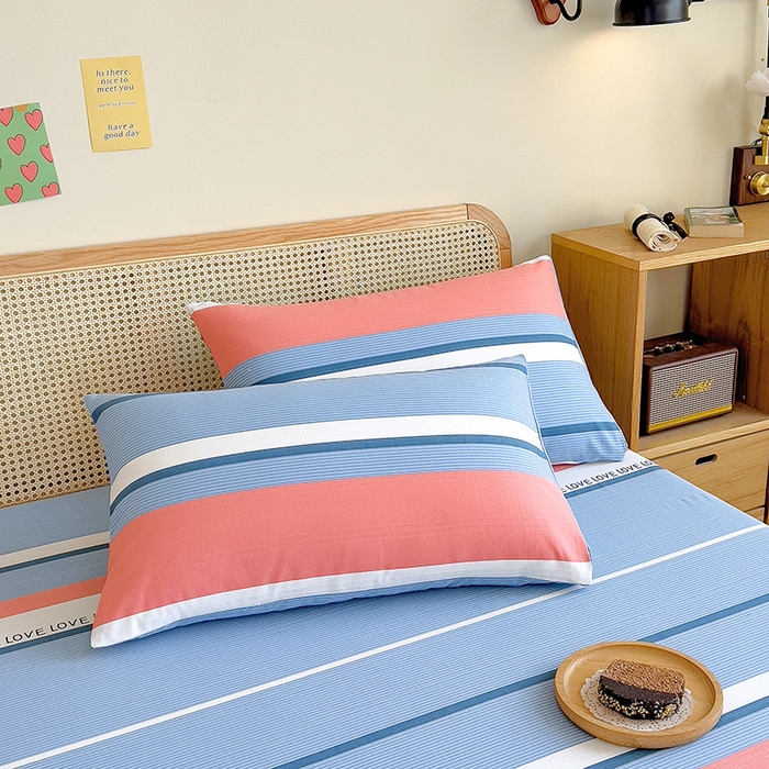 91家纺网 家纺一手货源 找家纺 芃成家纺 2023新款全棉老粗布床笠 爱丽丝 蓝