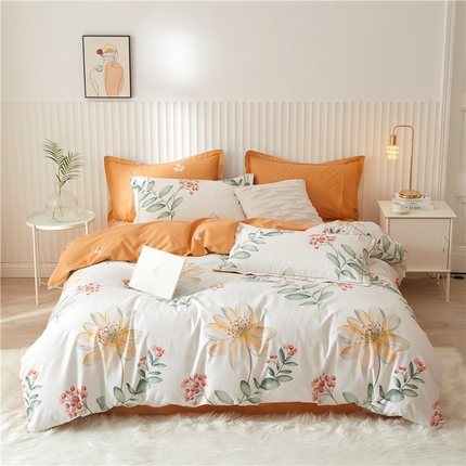 沐白家居 2023全棉13376全棉印花四件套 恋曲-白