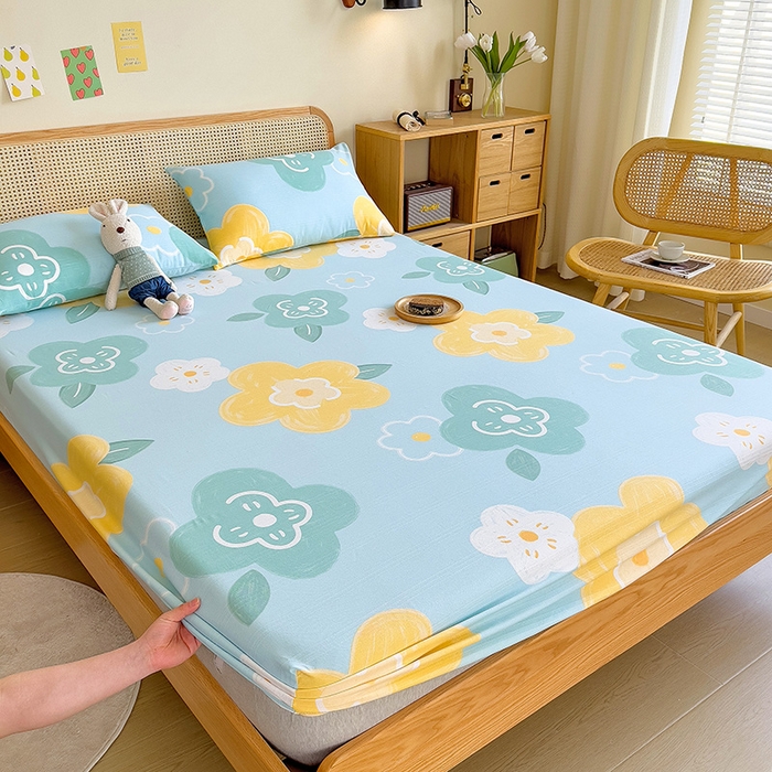 91家纺网 家纺一手货源 找家纺 芃成家纺 2023新款全棉老粗布床笠 玛奇朵 蓝