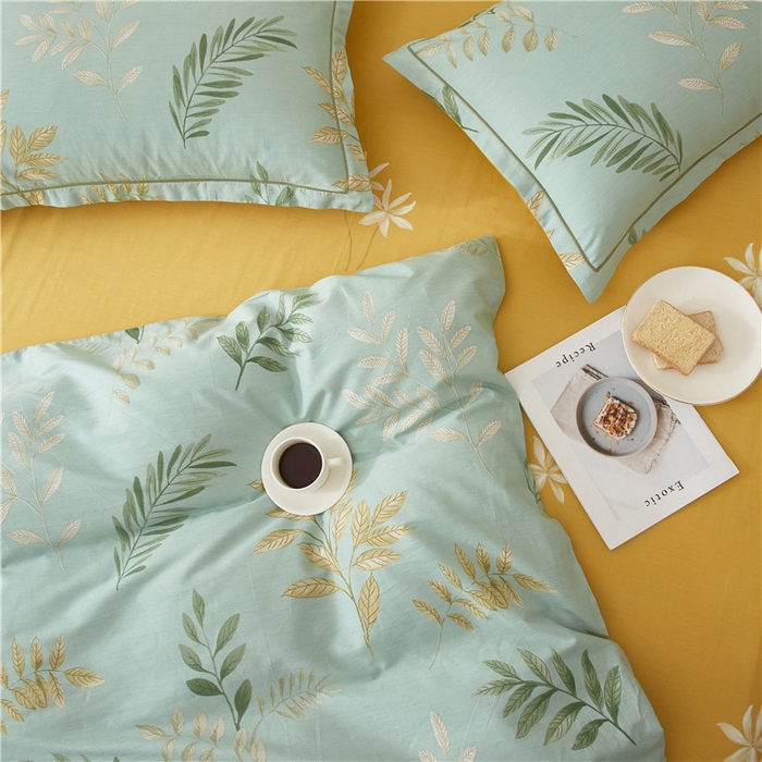 91家纺网 家纺一手货源 找家纺 沐白家居 2023全棉13376全棉印花四件套 生机-绿