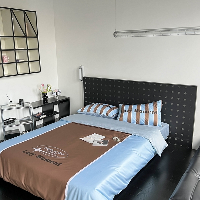 91家纺网 家纺一手货源 找家纺 圆岛 2023新款原创美式复古长绒棉全棉数码印花四件套 风格二 Nasa-棕兰