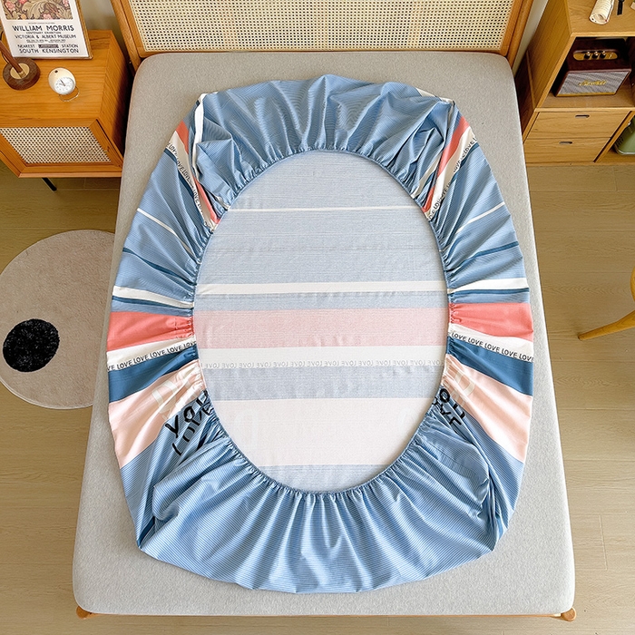 91家纺网 家纺一手货源 找家纺 芃成家纺 2023新款全棉老粗布床笠 爱丽丝 蓝