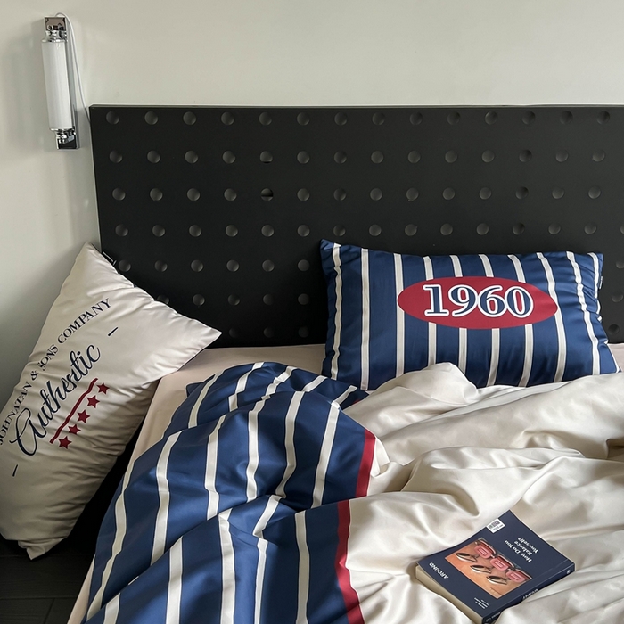 91家纺网 家纺一手货源 找家纺 圆岛 2023新款原创美式复古长绒棉全棉数码印花四件套 风格二 vintage-米蓝