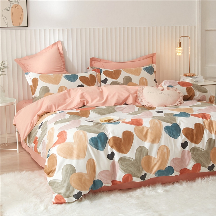 91家纺网 家纺一手货源 找家纺 沐白家居 2023全棉13376全棉印花四件套 怦然心动