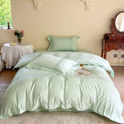 嘉汀兰新款莱赛尔天丝棉法式轻奢风四件套-兰法花园 兰法花园-绿