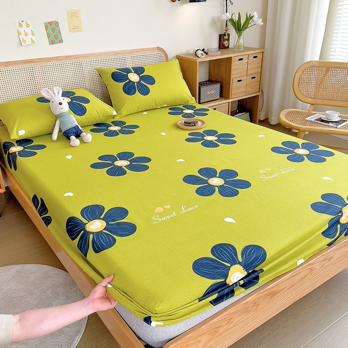 91家纺网 家纺一手货源 找家纺 芃成家纺 2023新款全棉老粗布床笠 花漾