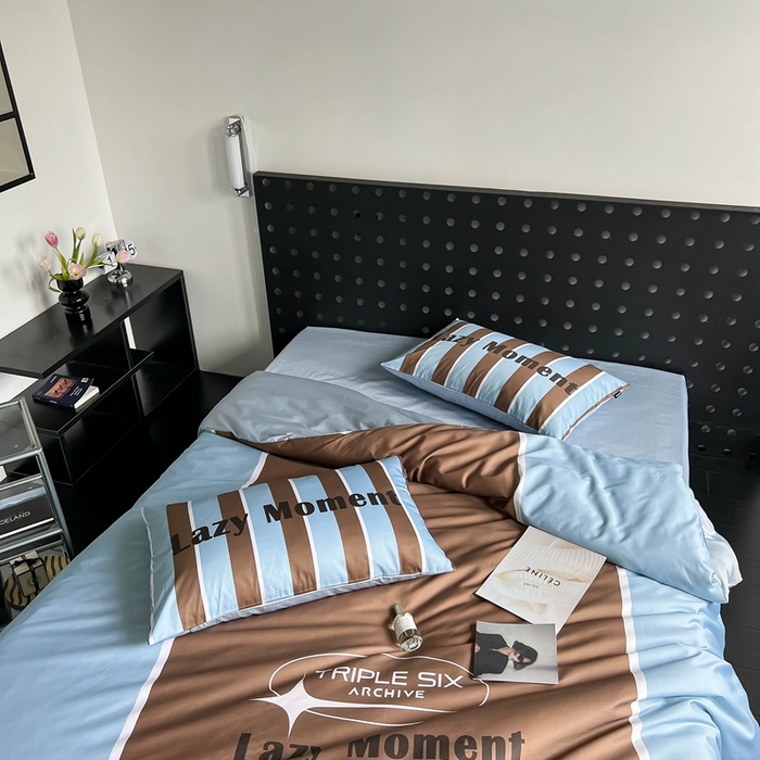 91家纺网 家纺一手货源 找家纺 圆岛 2023新款原创美式复古长绒棉全棉数码印花四件套 风格二 Nasa-棕兰