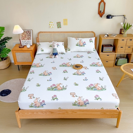 91家纺网 家纺一手货源 找家纺 芃成家纺 2023新款全棉老粗布床笠 兔先生