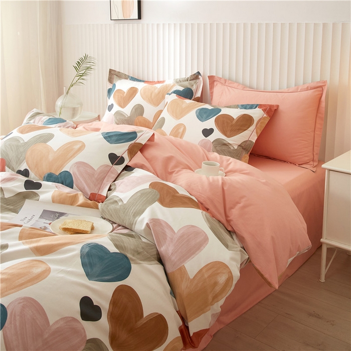 91家纺网 家纺一手货源 找家纺 沐白家居 2023全棉13376全棉印花四件套 怦然心动