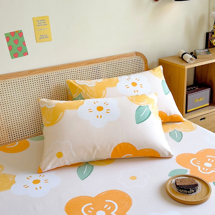 91家纺网 家纺一手货源 找家纺 芃成家纺 2023新款全棉老粗布床笠 玛奇朵 桔