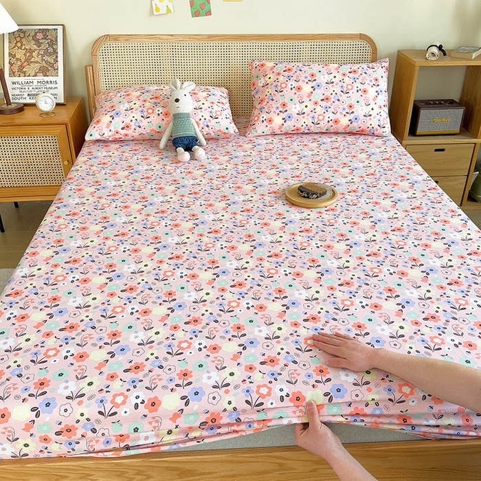 91家纺网 家纺一手货源 找家纺 芃成家纺 2023新款全棉老粗布床笠 花海