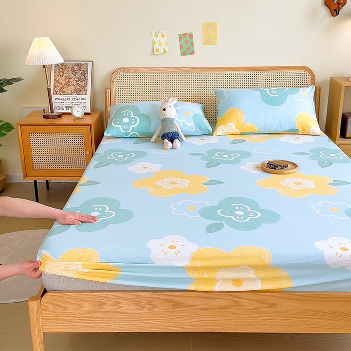 91家纺网 家纺一手货源 找家纺 芃成家纺 2023新款全棉老粗布床笠 玛奇朵 蓝