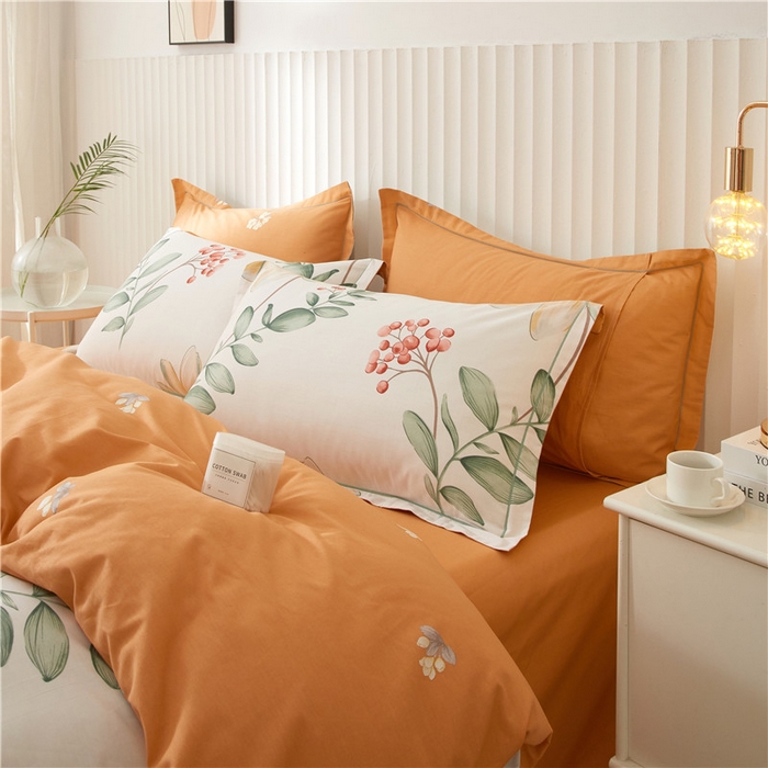 91家纺网 家纺一手货源 找家纺 沐白家居 2023全棉13376全棉印花四件套 恋曲-白