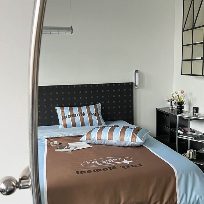 91家纺网 家纺一手货源 找家纺 圆岛 2023新款原创美式复古长绒棉全棉数码印花四件套 风格二 Nasa-棕兰