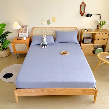 芃成家纺 2023新款全棉老粗布床笠 银灰