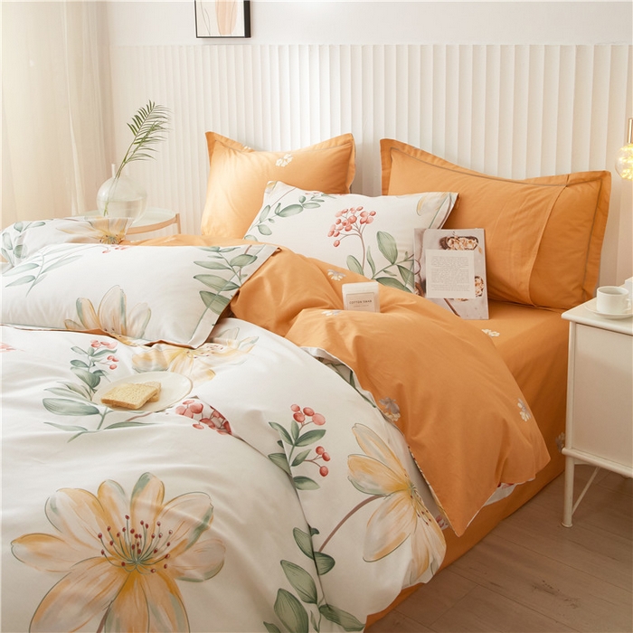 91家纺网 家纺一手货源 找家纺 沐白家居 2023全棉13376全棉印花四件套 恋曲-白