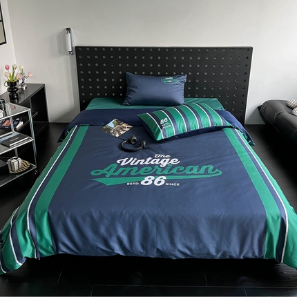 91家纺网 家纺一手货源 找家纺 （总）圆岛 2023新款原创美式复古长绒棉全棉数码印花四件套 风格二