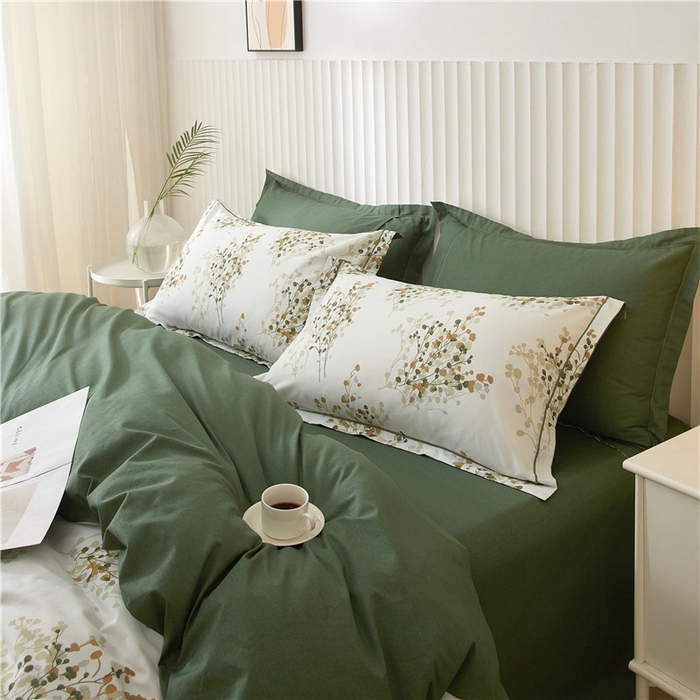 91家纺网 家纺一手货源 找家纺 沐白家居 2023全棉13376全棉印花四件套 白芷-米