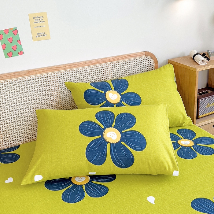 91家纺网 家纺一手货源 找家纺 芃成家纺 2023新款全棉老粗布床笠 花漾