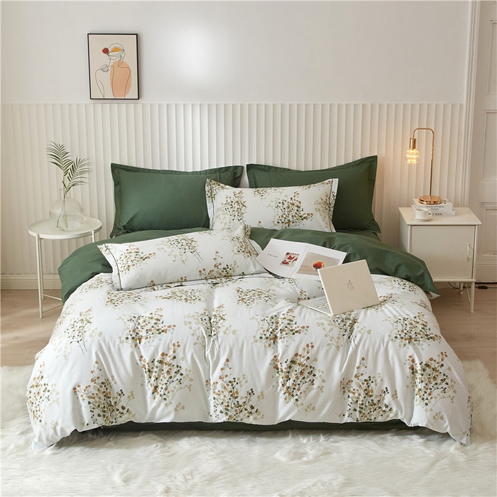 91家纺网 家纺一手货源 找家纺 沐白家居 2023全棉13376全棉印花四件套 白芷-米