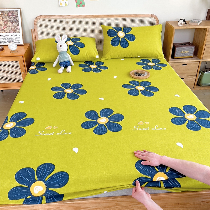 91家纺网 家纺一手货源 找家纺 芃成家纺 2023新款全棉老粗布床笠 花漾