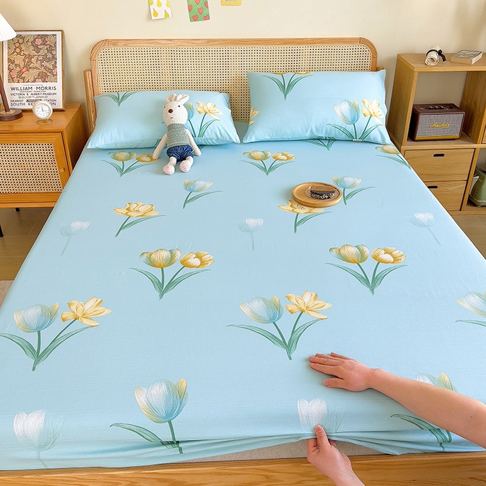 91家纺网 家纺一手货源 找家纺 芃成家纺 2023新款全棉老粗布床笠 莫奈