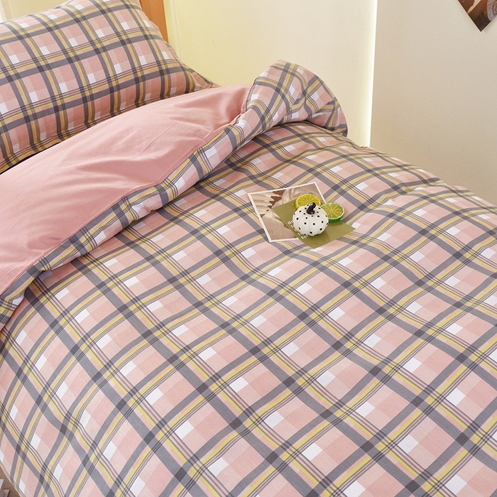 91家纺网 家纺一手货源 找家纺 朵希曼 2026新款全棉学生三件套 简格~粉