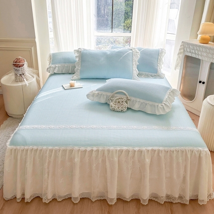 91家纺网 家纺一手货源 找家纺 （总）乐朵 2025春夏 华夫格床裙款凉席凉感席