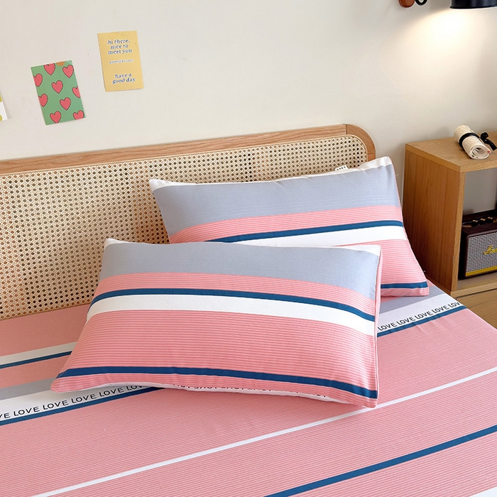 91家纺网 家纺一手货源 找家纺 芃成家纺 2023新款全棉老粗布床笠 爱丽丝 粉