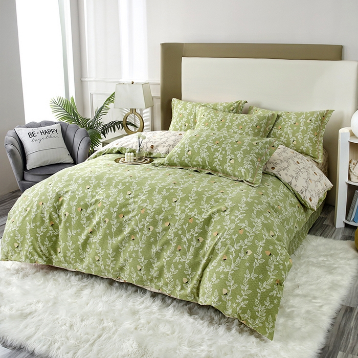 91家纺网 家纺一手货源 找家纺 金纱玉纺家纺 2024新款加厚AB版四件套 蜜恋-绿