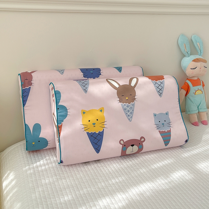 91家纺网 家纺一手货源 找家纺 良佐生活  2023新款A类60支全棉贡缎乳胶枕枕套 冰淇淋