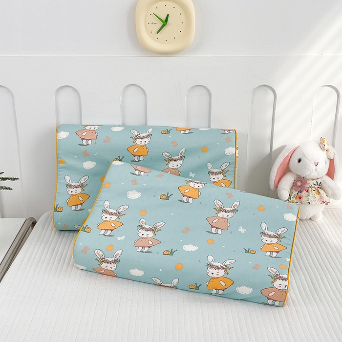 91家纺网 家纺一手货源 找家纺 良佐生活  2023新款A类60支全棉贡缎乳胶枕枕套 萌萌兔