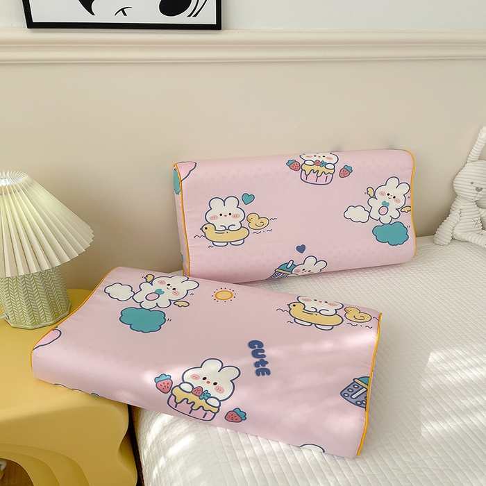 91家纺网 家纺一手货源 找家纺 良佐生活  2023新款A类60支全棉贡缎乳胶枕枕套  贝塔 粉