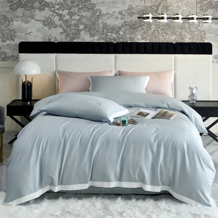 91家纺网 家纺一手货源 找家纺 寐居家纺  2023新款40天丝四件套 翩翩起舞-水蓝