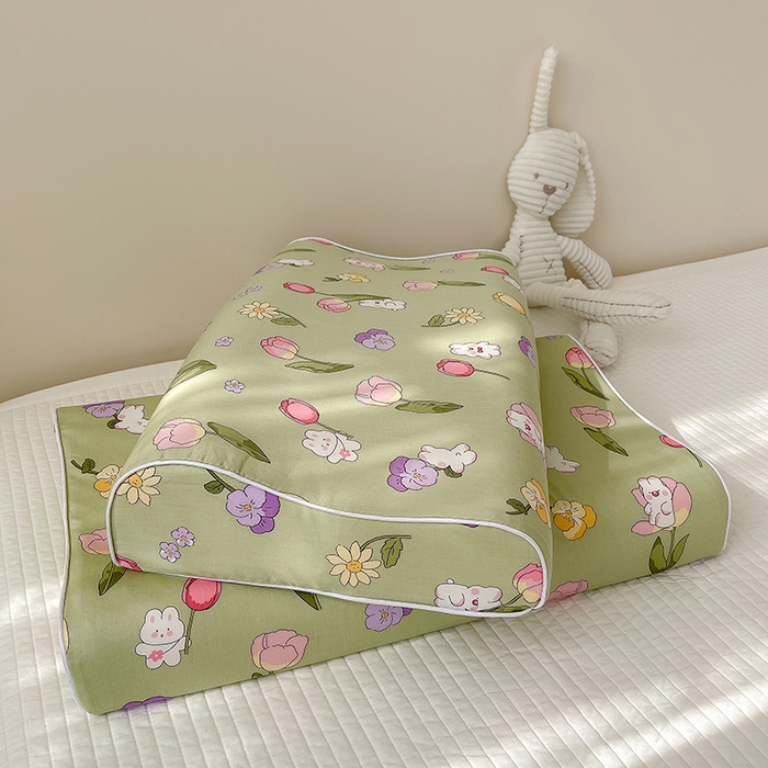 91家纺网 家纺一手货源 找家纺 良佐生活  2023新款A类60支全棉贡缎乳胶枕枕套  花仙兔