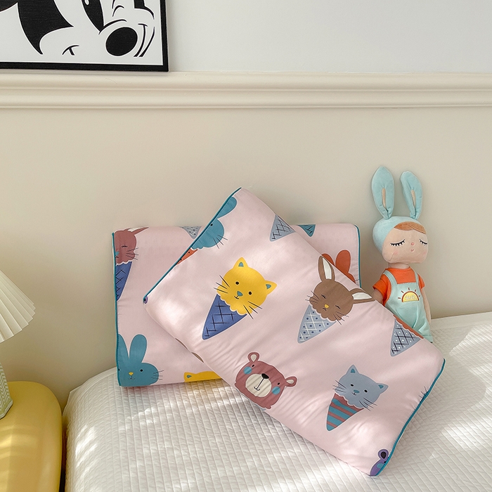 91家纺网 家纺一手货源 找家纺 良佐生活  2023新款A类60支全棉贡缎乳胶枕枕套 冰淇淋