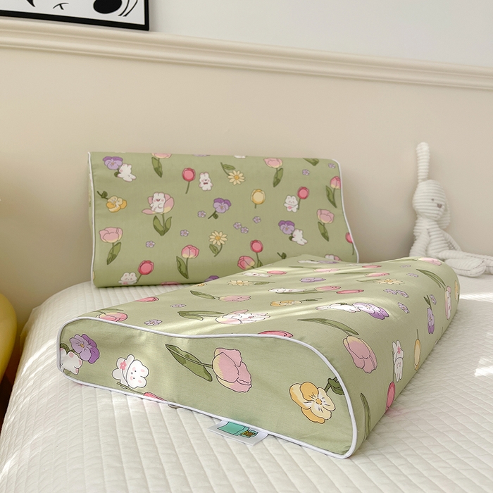 91家纺网 家纺一手货源 找家纺 良佐生活  2023新款A类60支全棉贡缎乳胶枕枕套  花仙兔