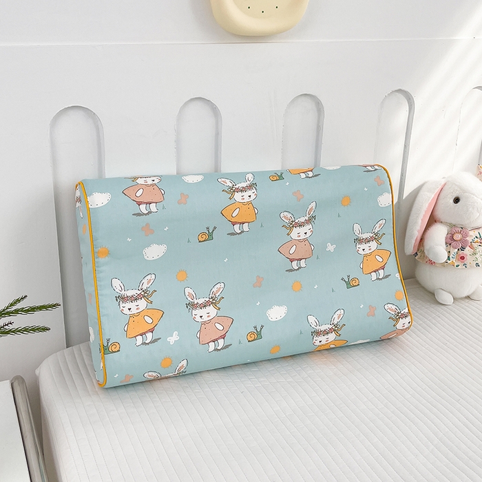 91家纺网 家纺一手货源 找家纺 良佐生活  2023新款A类60支全棉贡缎乳胶枕枕套 萌萌兔