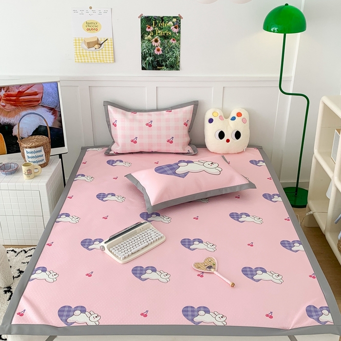 91家纺网 家纺一手货源 找家纺 昔可 2023新款凉感海洋丝针织软席三件套 紫爱心兔