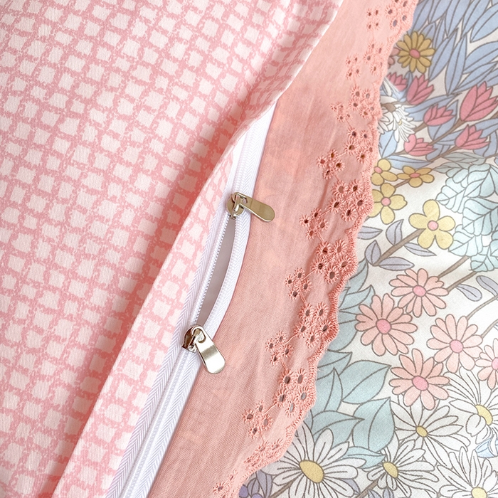 91家纺网 家纺一手货源 找家纺 宇彬20223年新款13372全棉韩版刺绣花边和印花花边四件套和单被套 刺绣花边 秋日花圃