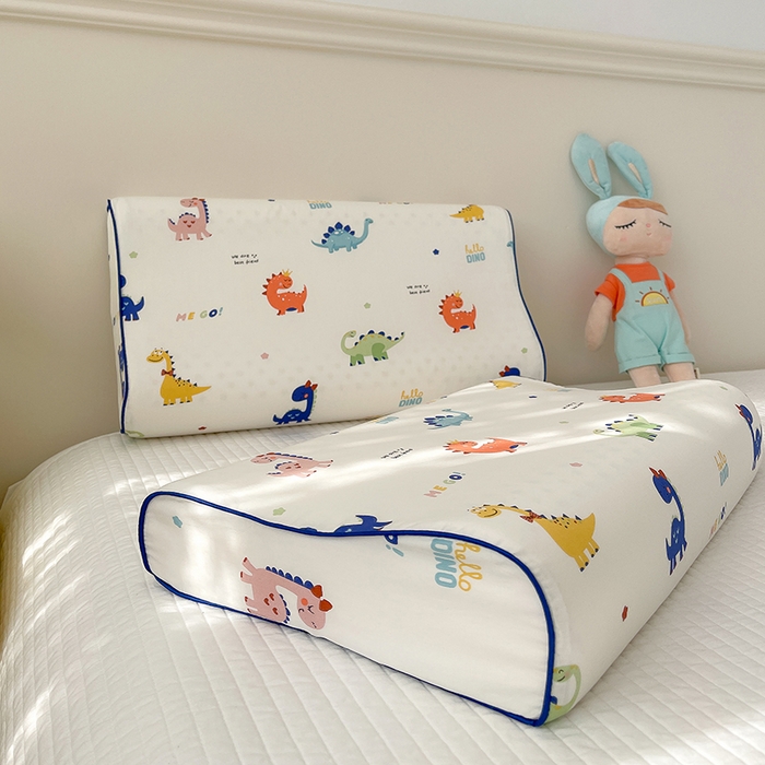 91家纺网 家纺一手货源 找家纺 良佐生活  2023新款A类60支全棉贡缎乳胶枕枕套  恐龙乐园