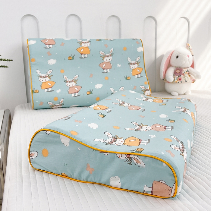 91家纺网 家纺一手货源 找家纺 良佐生活  2023新款A类60支全棉贡缎乳胶枕枕套 萌萌兔