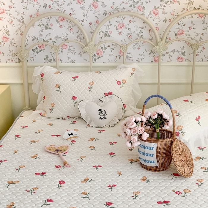 91家纺网 家纺一手货源 找家纺 昔可 2023新款单层雪纺花边乳胶凉席三件套 微醺小黄花